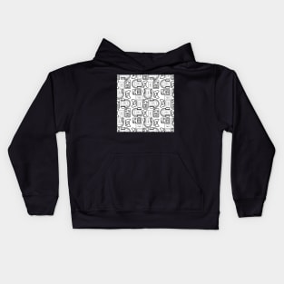 Black And White Gaming Patterns Kids Hoodie